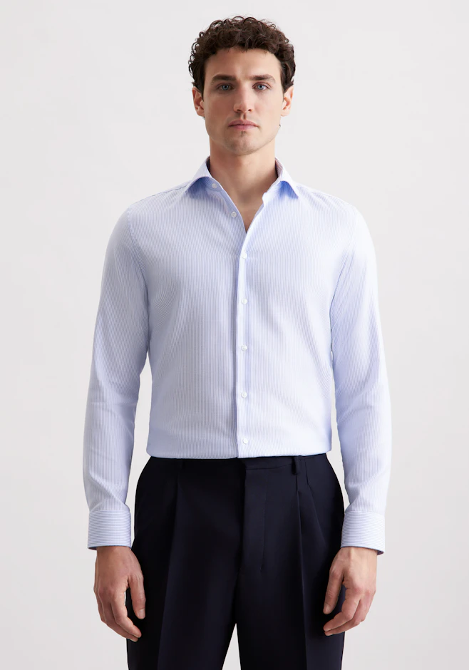 X-Slim Business Hemd Struktur in Mittelblau | Seidensticker Onlineshop