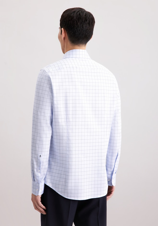 Shaped Business Hemd Karo in Mittelblau | Seidensticker Onlineshop