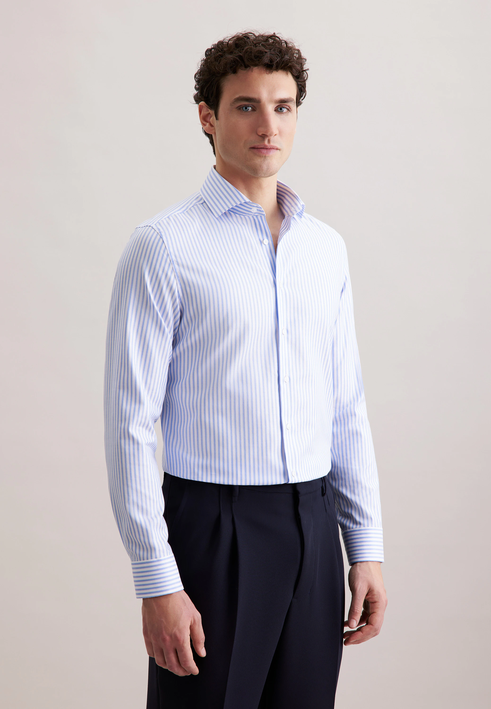 X-Slim Business Hemd Gestreift Blau 39