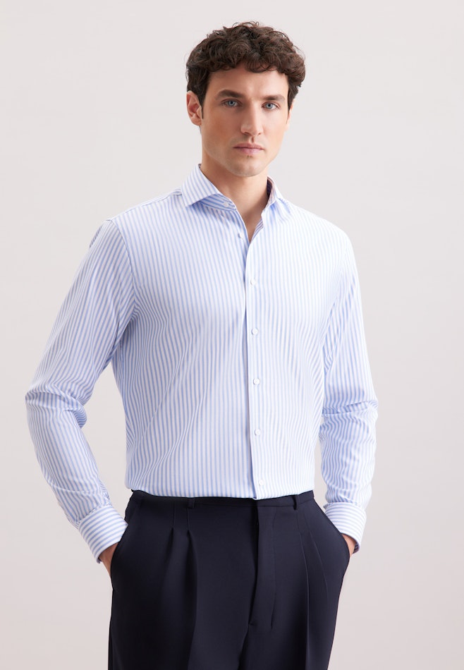 Comfort Business shirt Stripes in Mittelblau | Seidensticker online shop