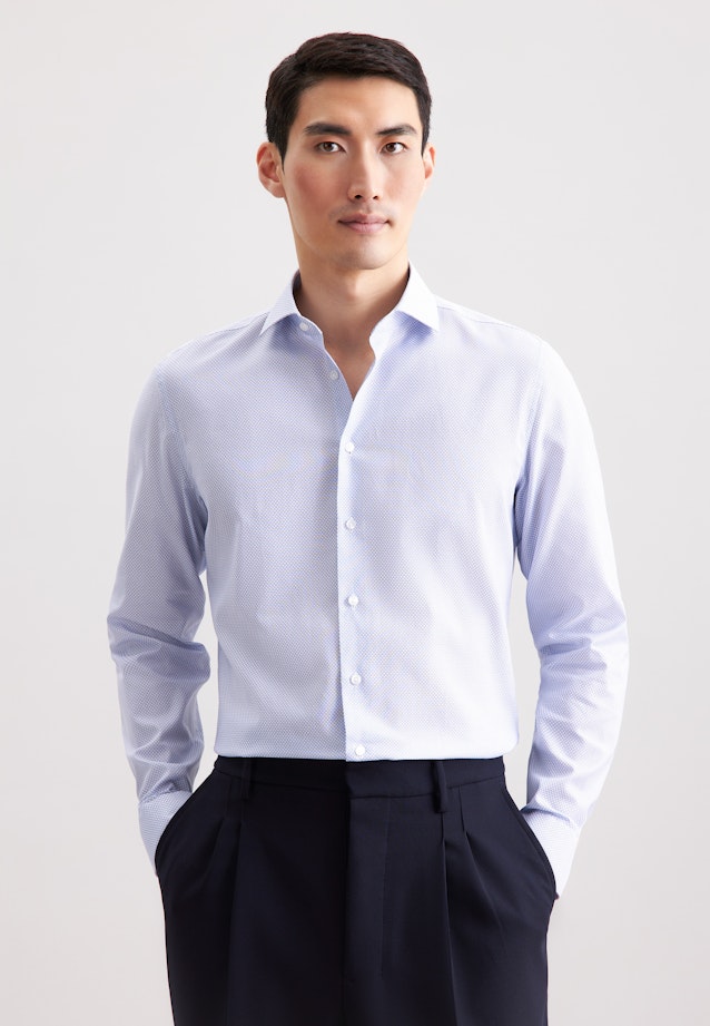 X-Slim Business shirt Print in Mittelblau |  Seidensticker Onlineshop