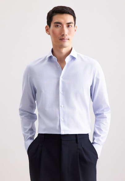 X-Slim Business Hemd Druck in Mittelblau |  Seidensticker Onlineshop