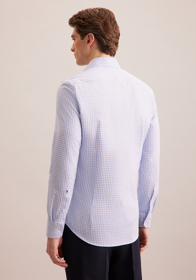 Shaped Flanellhemd Karo in Mittelblau | Seidensticker Onlineshop