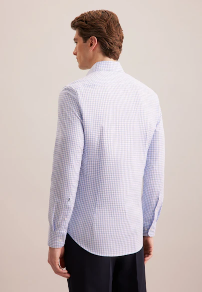 Shaped Flannel shirt Check in Mittelblau |  Seidensticker Onlineshop