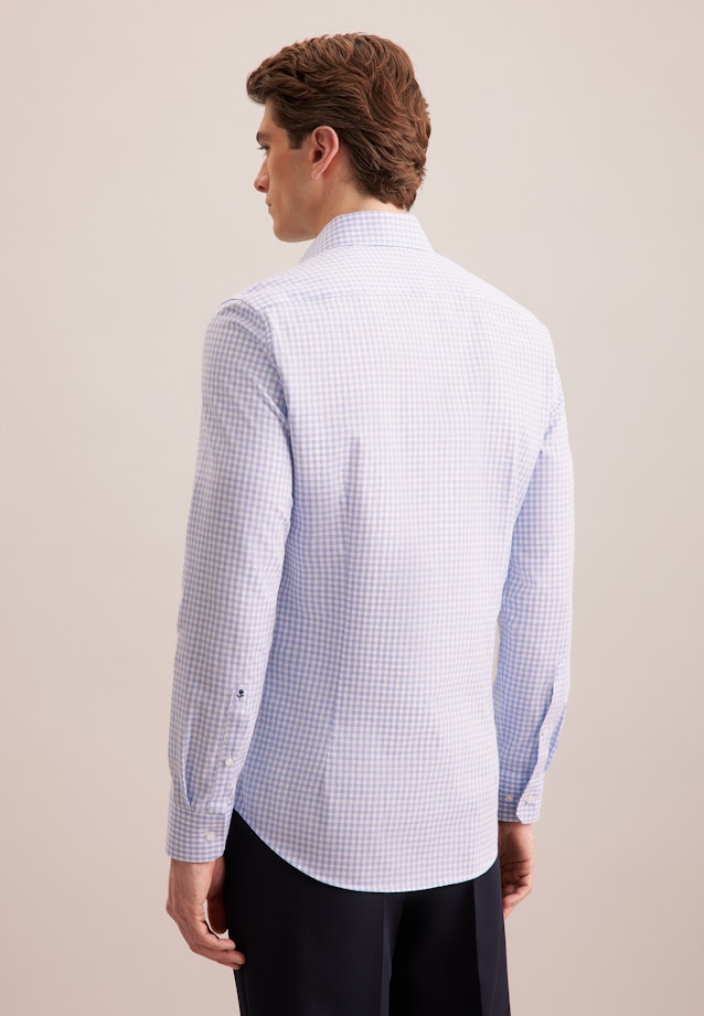 Shaped Flanellhemd Karo in Mittelblau |  Seidensticker Onlineshop