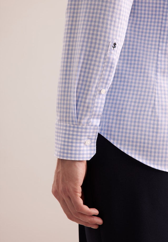 Shaped Flanellhemd Karo in Mittelblau |  Seidensticker Onlineshop