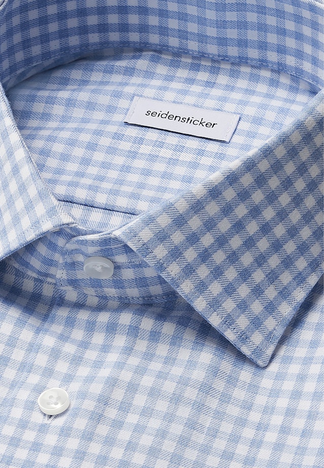 Shaped Flanellhemd Karo in Mittelblau |  Seidensticker Onlineshop