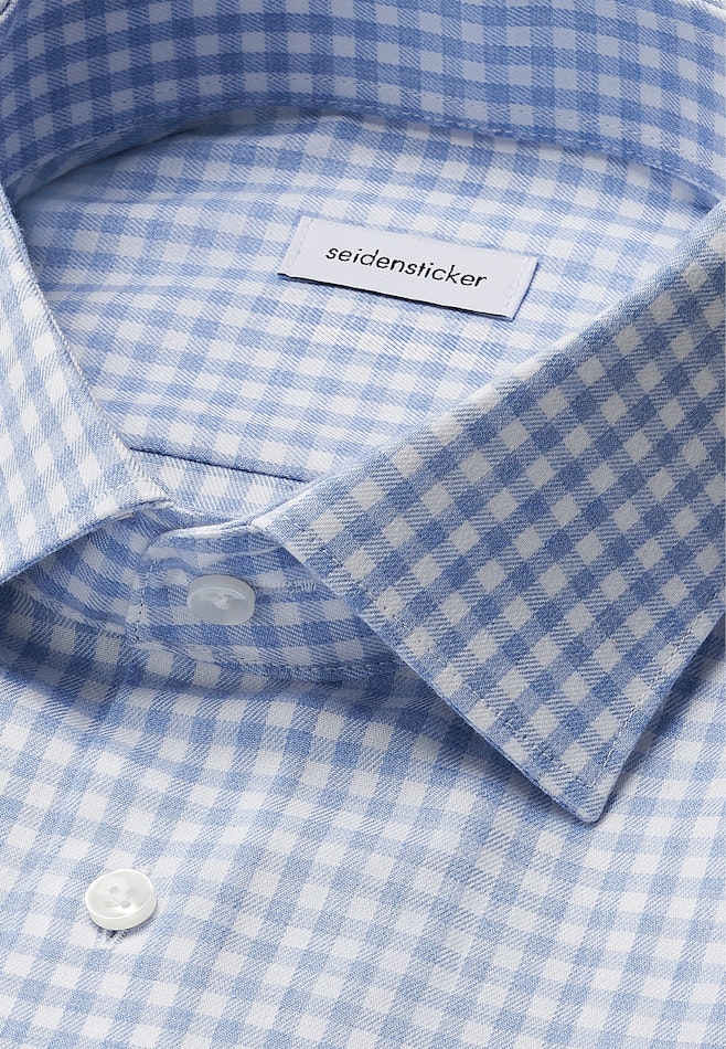 Shaped Flanellhemd Karo in Mittelblau | Seidensticker Onlineshop