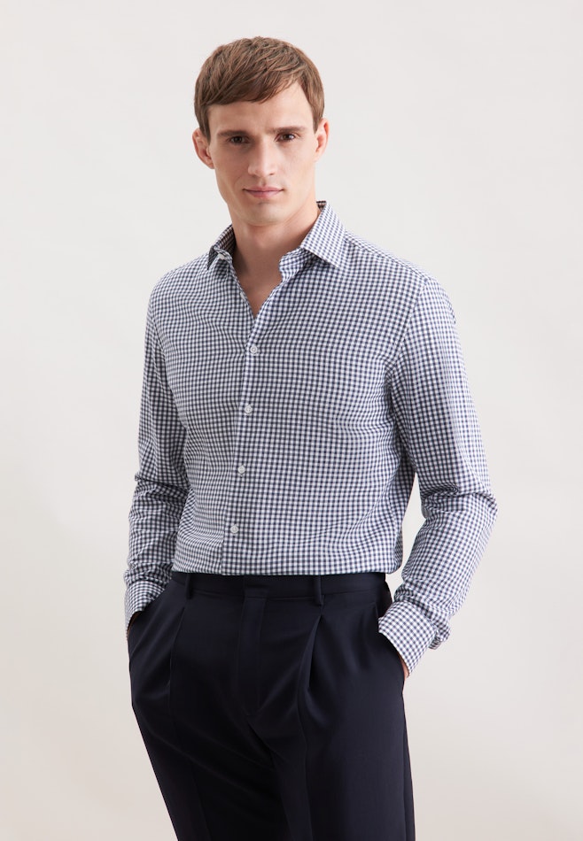 Shaped Chemise en flanelle carreaux dans Bleu Foncé | Boutique en ligne Seidensticker