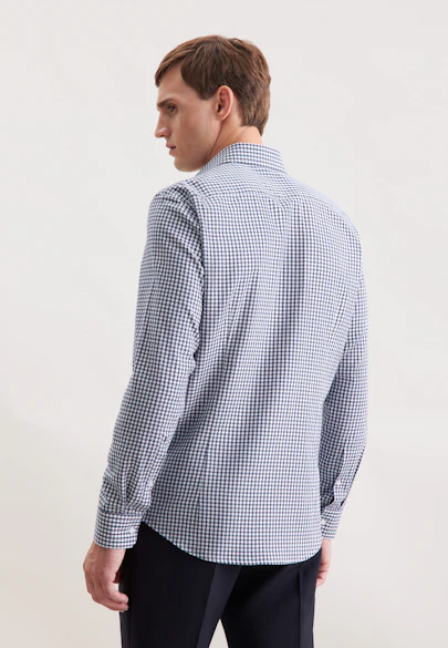 Shaped Flannel shirt Check in Dunkelblau |  Seidensticker Onlineshop
