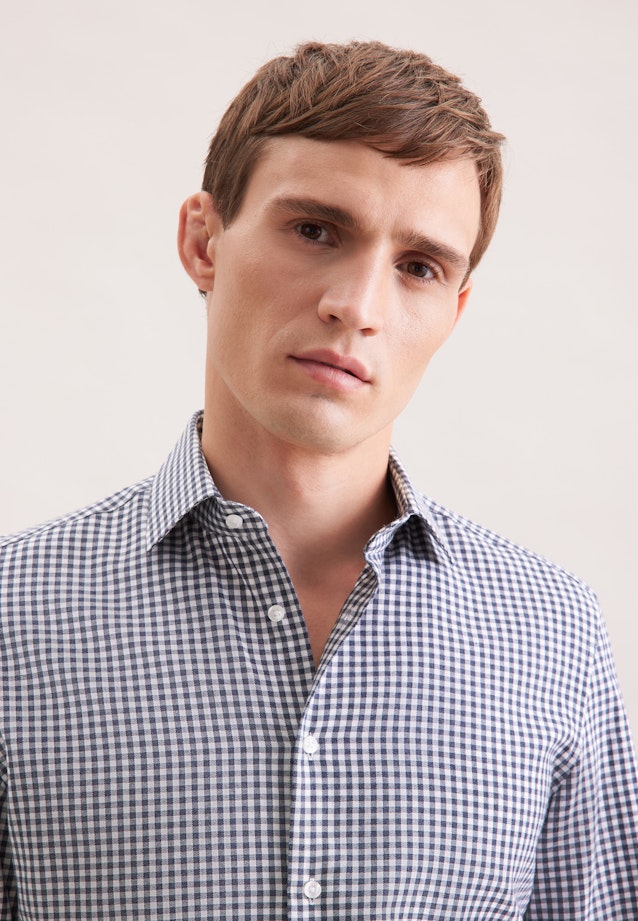 Shaped Flanellhemd Karo in Dunkelblau |  Seidensticker Onlineshop