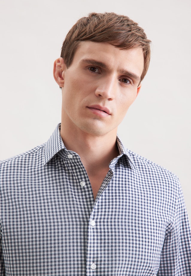 Shaped Chemise en flanelle carreaux in Bleu Foncé |  Seidensticker Onlineshop