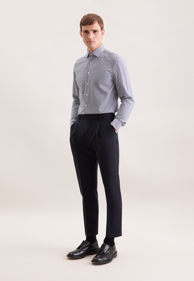 Shaped Flanellhemd Karo in Dunkelblau |  Seidensticker Onlineshop