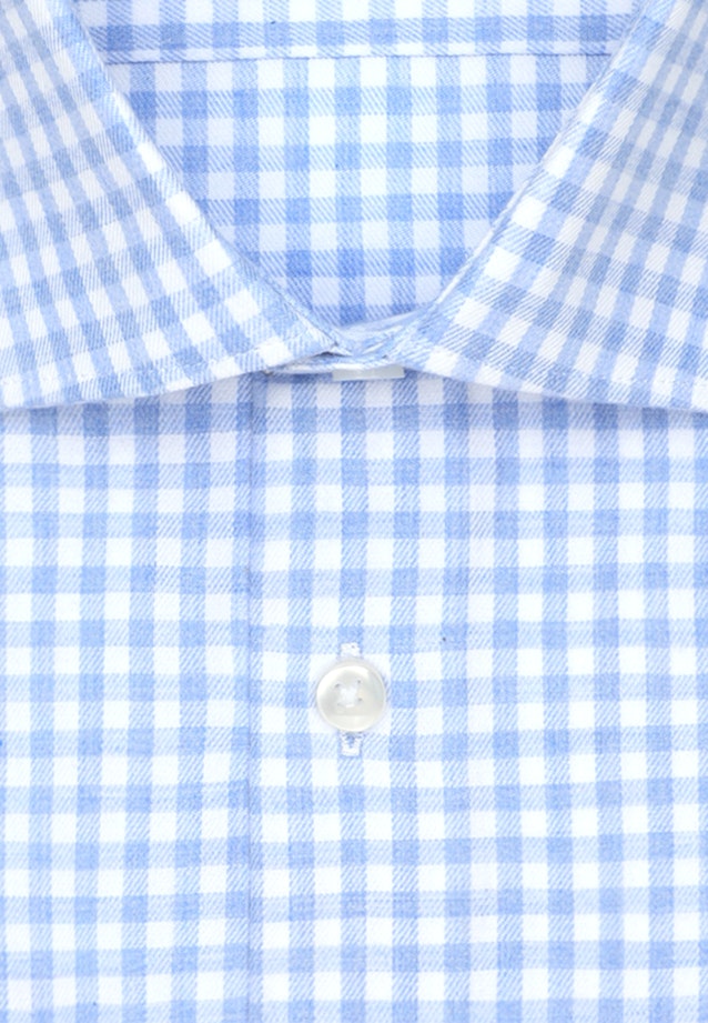 Comfort Flanellhemd Karo in Mittelblau |  Seidensticker Onlineshop