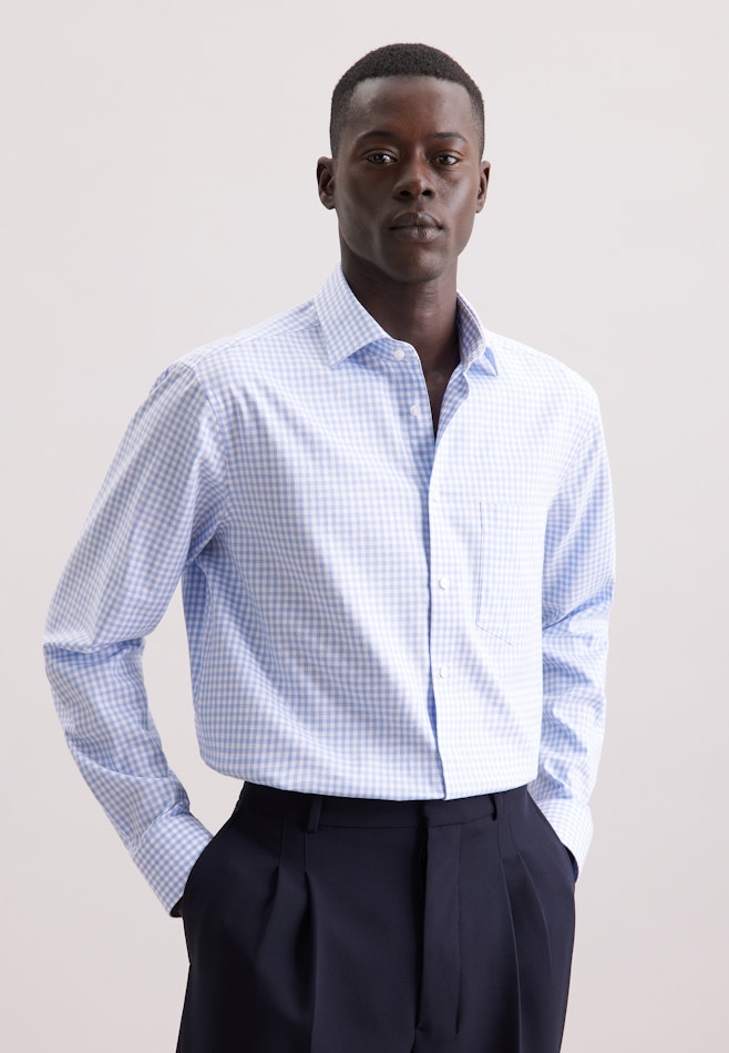 Comfort Chemise en flanelle carreaux dans Bleu Moyen | Boutique en ligne Seidensticker