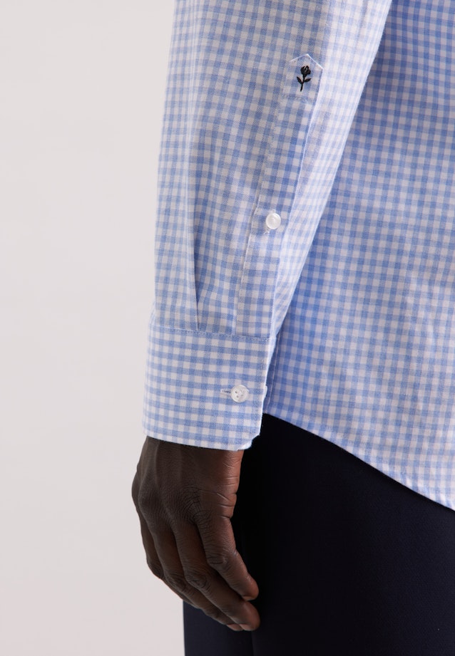 Comfort Flanellhemd Karo in Mittelblau |  Seidensticker Onlineshop