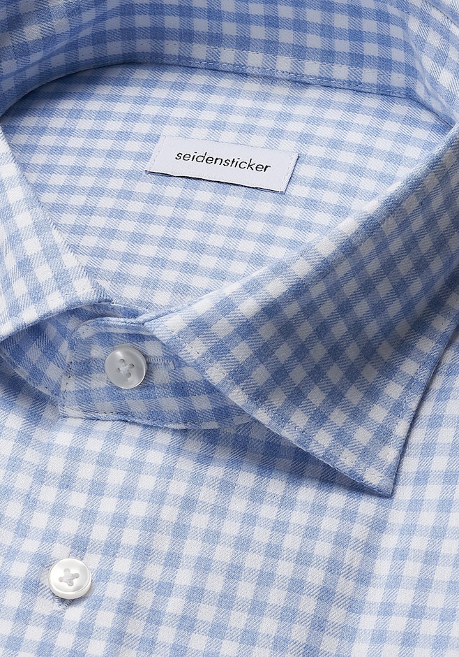 Comfort Flanellhemd Karo in Mittelblau | Seidensticker Onlineshop