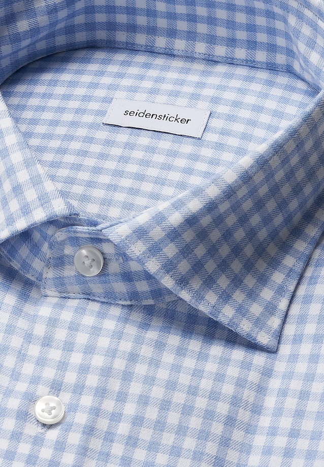 Comfort Flanellhemd Karo in Mittelblau |  Seidensticker Onlineshop