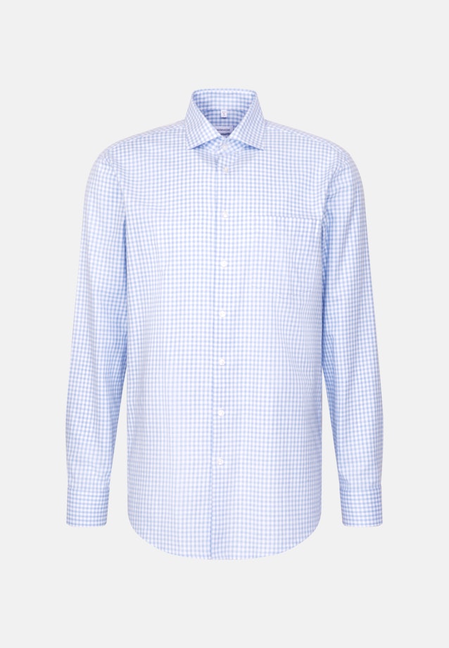 Comfort Flanellhemd Karo in Mittelblau |  Seidensticker Onlineshop