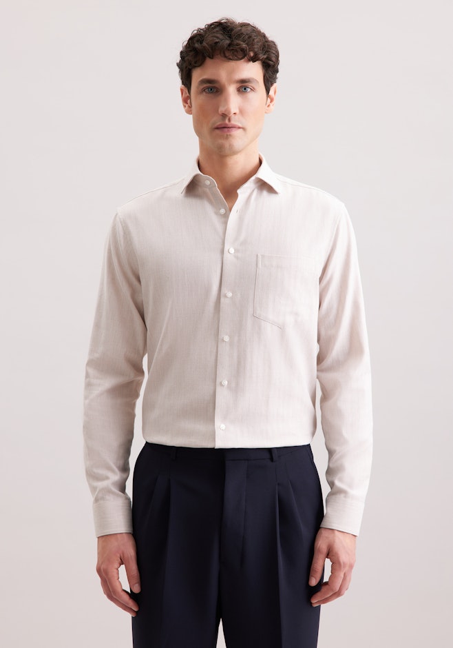 Regular Chemise en flanelle Chevron dans Beige | Boutique en ligne Seidensticker