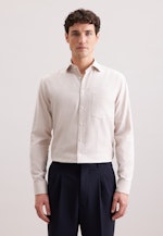 Regular Flannel shirt Herringbone in Beige |  Seidensticker Onlineshop