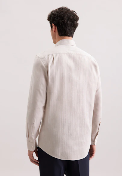 Regular Flanellhemd Fischgrat in Beige |  Seidensticker Onlineshop