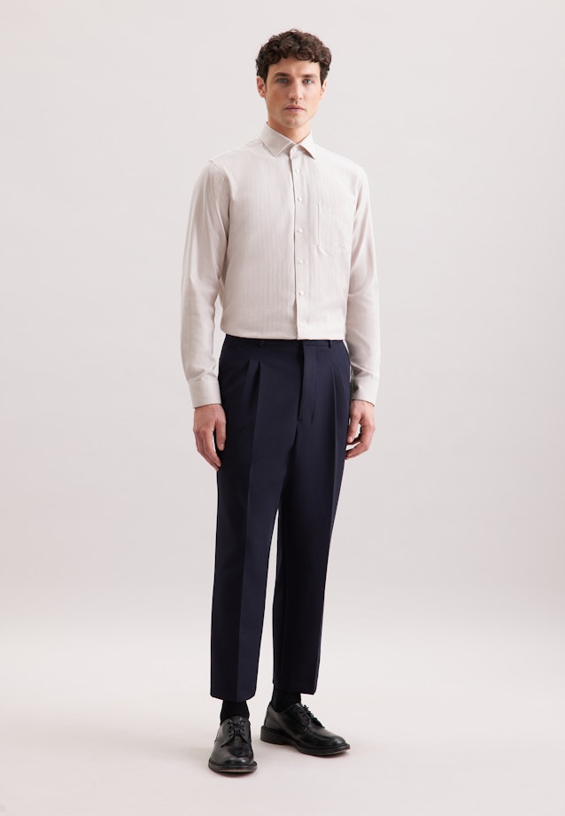 Regular Flanellhemd Fischgrat in Beige |  Seidensticker Onlineshop