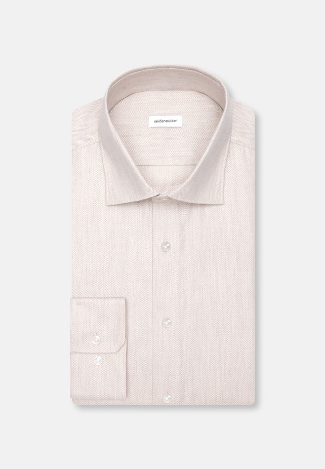Regular Flanellhemd Fischgrat in Beige | Seidensticker Onlineshop