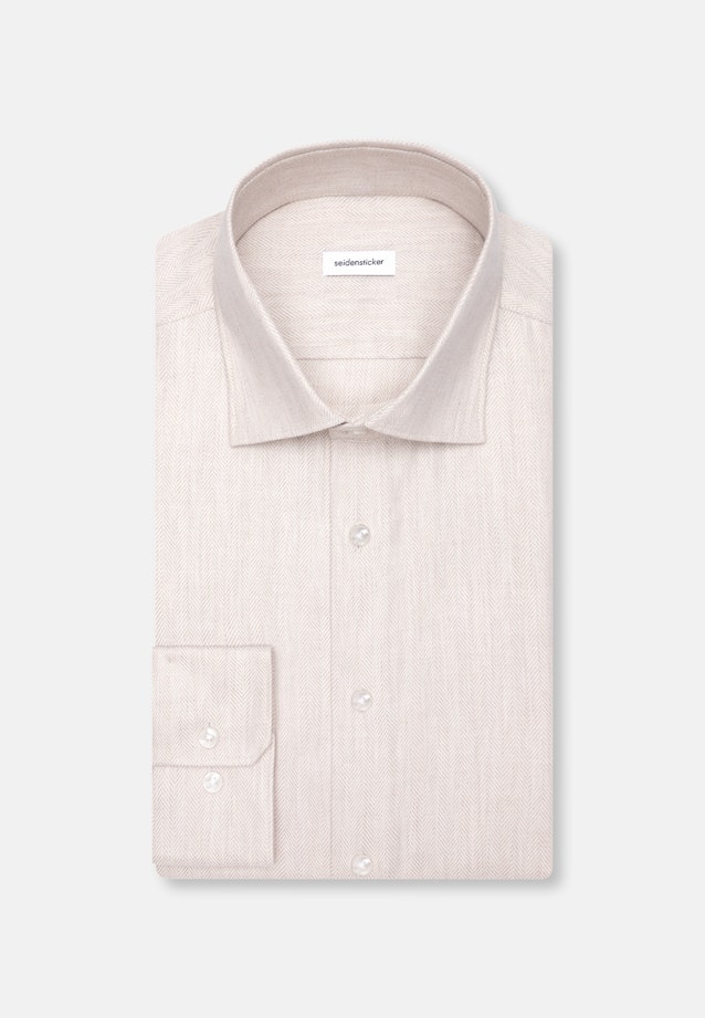 Regular Flannel shirt Herringbone in Beige |  Seidensticker Onlineshop