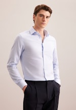 Shaped Flannel shirt Structure in Mittelblau |  Seidensticker Onlineshop