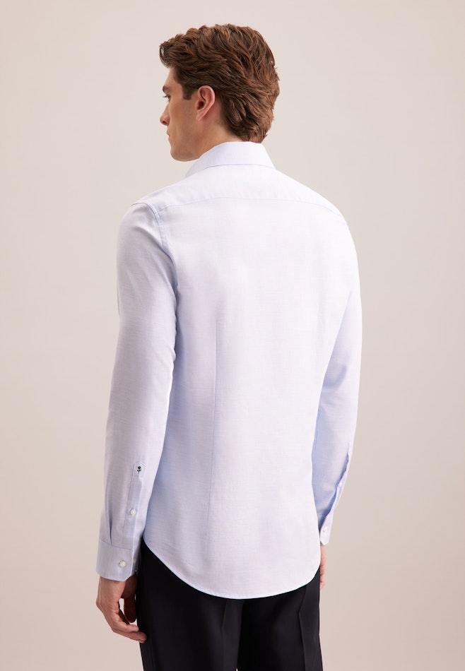 Shaped Flanellhemd Struktur in Mittelblau | Seidensticker Onlineshop