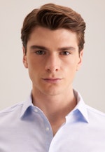 Shaped Flannel shirt Structure in Mittelblau |  Seidensticker Onlineshop