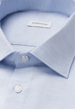 Shaped Flanellhemd Struktur in Mittelblau |  Seidensticker Onlineshop