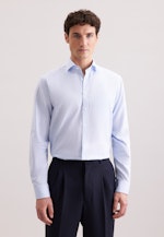 Comfort Flannel shirt Structure in Mittelblau |  Seidensticker Onlineshop