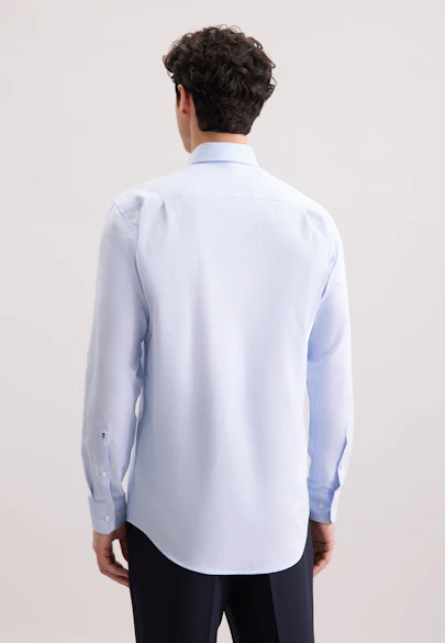 Comfort Flanellhemd Struktur in Mittelblau |  Seidensticker Onlineshop