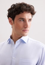 Comfort Flanellhemd Struktur in Mittelblau |  Seidensticker Onlineshop