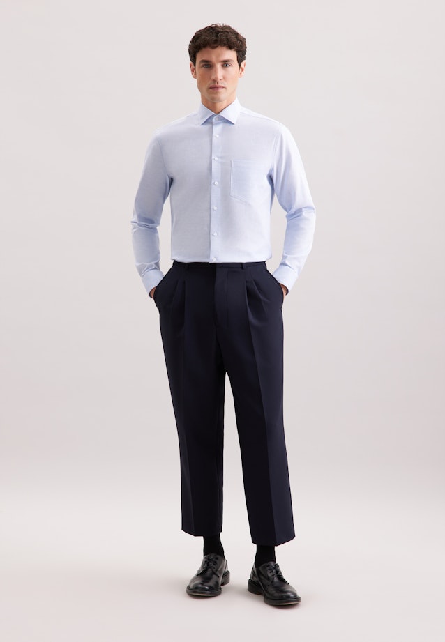 Comfort Flanellhemd Struktur in Mittelblau |  Seidensticker Onlineshop