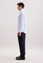 Comfort Flannel shirt Structure in Mittelblau |  Seidensticker Onlineshop