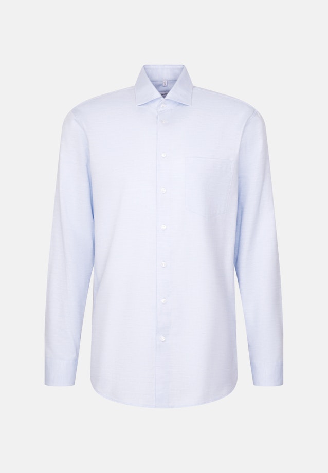 Comfort Flannel shirt Structure in Mittelblau |  Seidensticker Onlineshop