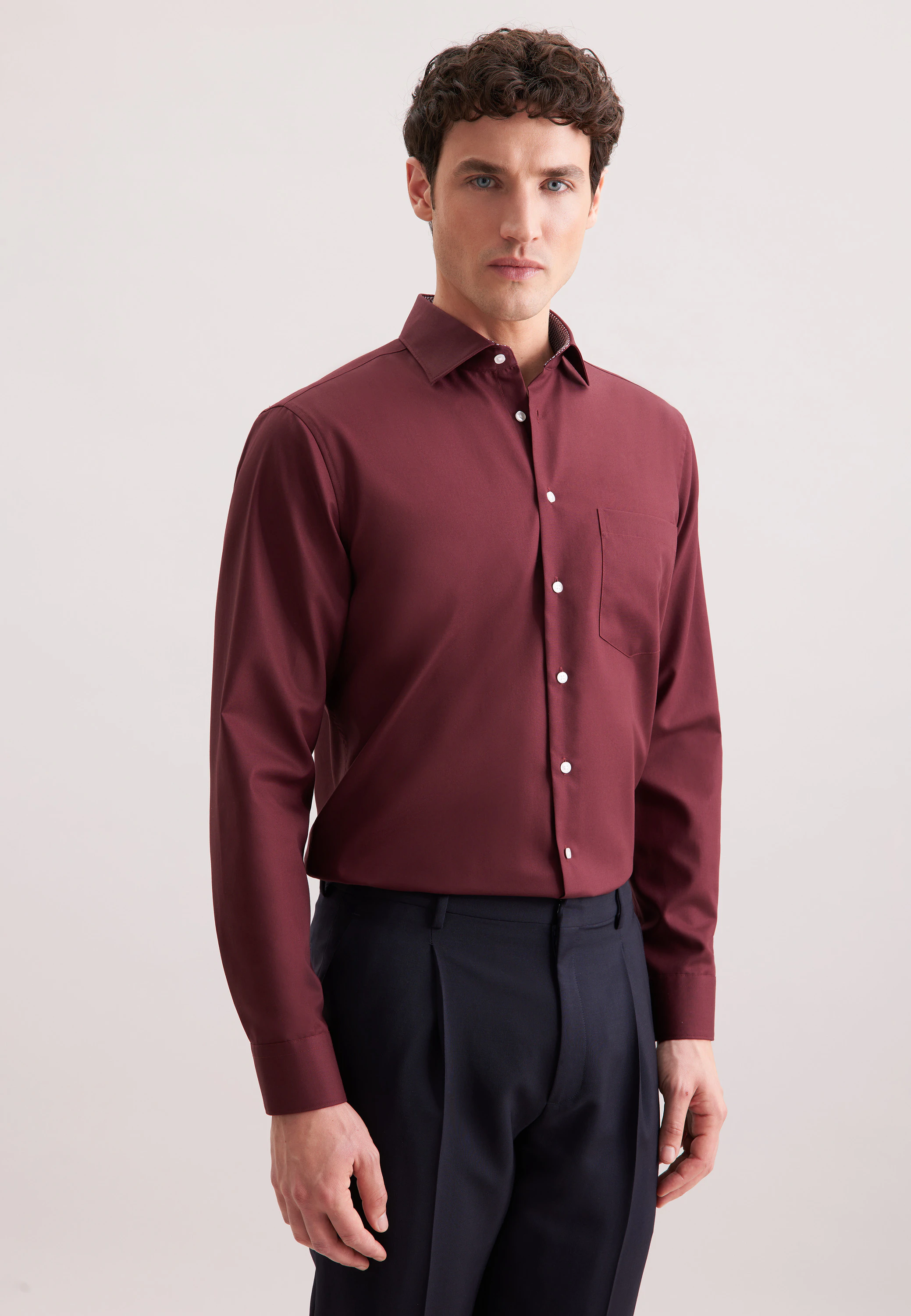 Comfort Business Hemd Uni Rot 53