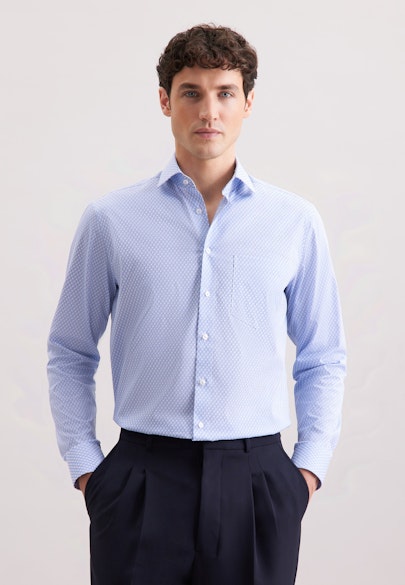 Regular Performance-Hemd Druck in Mittelblau |  Seidensticker Onlineshop