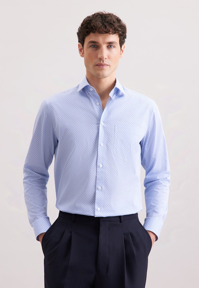 Regular Chemise Performance Imprimé in Bleu Moyen |  Seidensticker Onlineshop