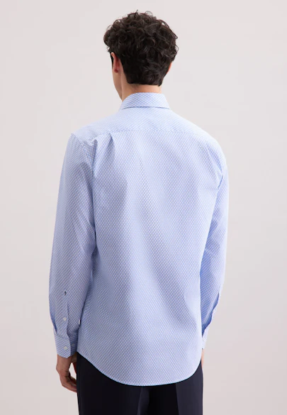 Regular Performance shirt Print in Mittelblau |  Seidensticker Onlineshop