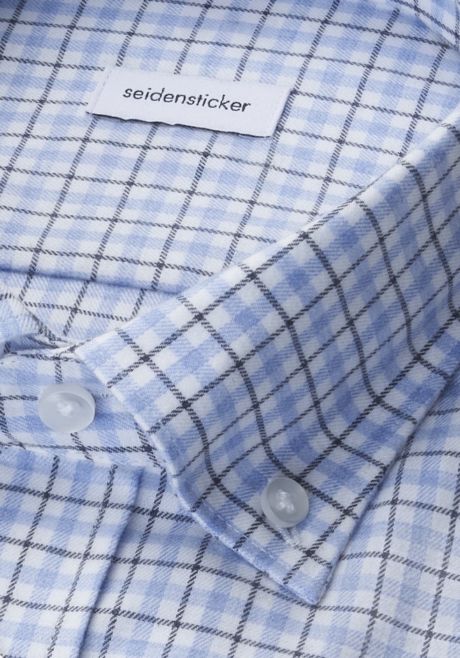 Shaped Flanellhemd Karo in Mittelblau | Seidensticker Onlineshop