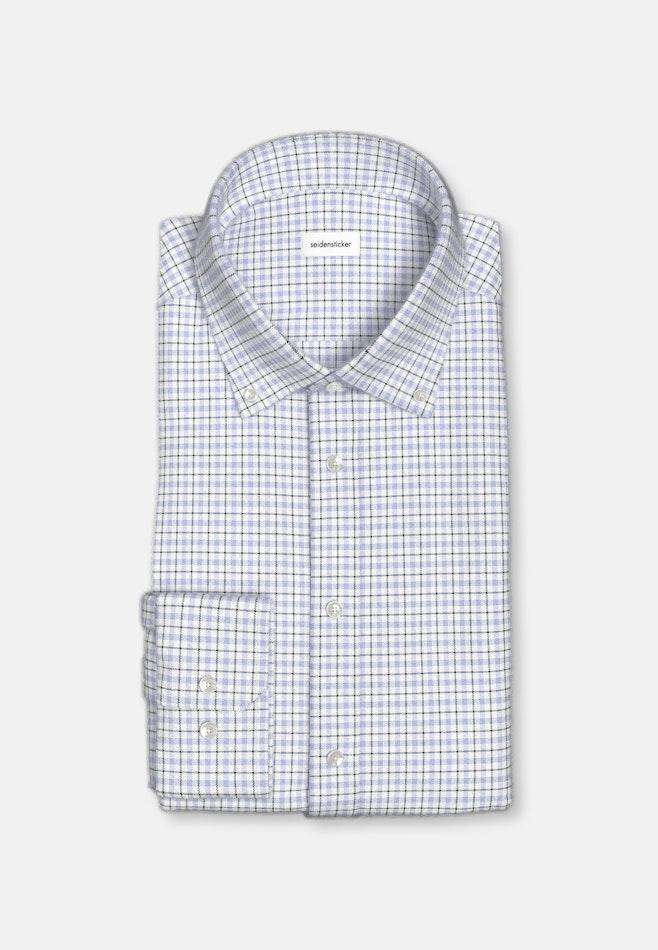 Shaped Flanellhemd Karo in Mittelblau | Seidensticker Onlineshop