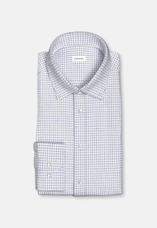 Shaped Flanellhemd Karo in Mittelblau | Seidensticker Onlineshop