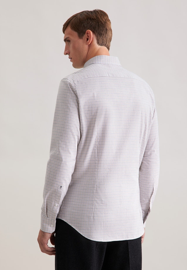 Shaped Flanellhemd Karo in Beige |  Seidensticker Onlineshop