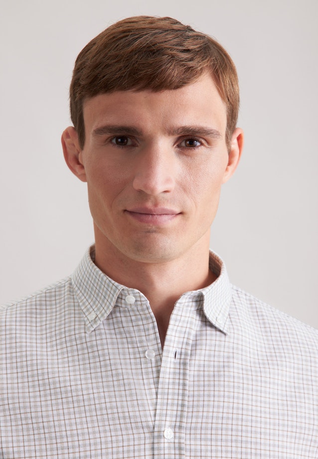 Shaped Flannel shirt Check in Beige |  Seidensticker Onlineshop