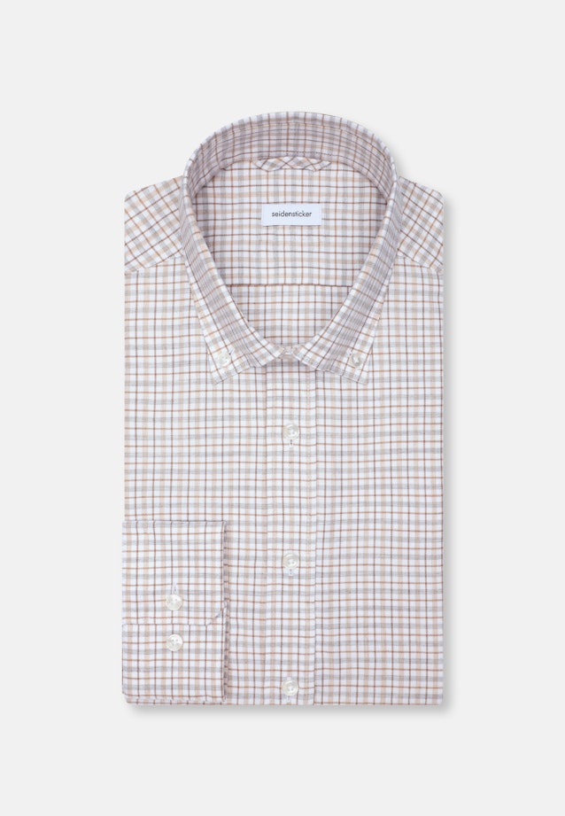 Shaped Flanellhemd Karo in Beige |  Seidensticker Onlineshop