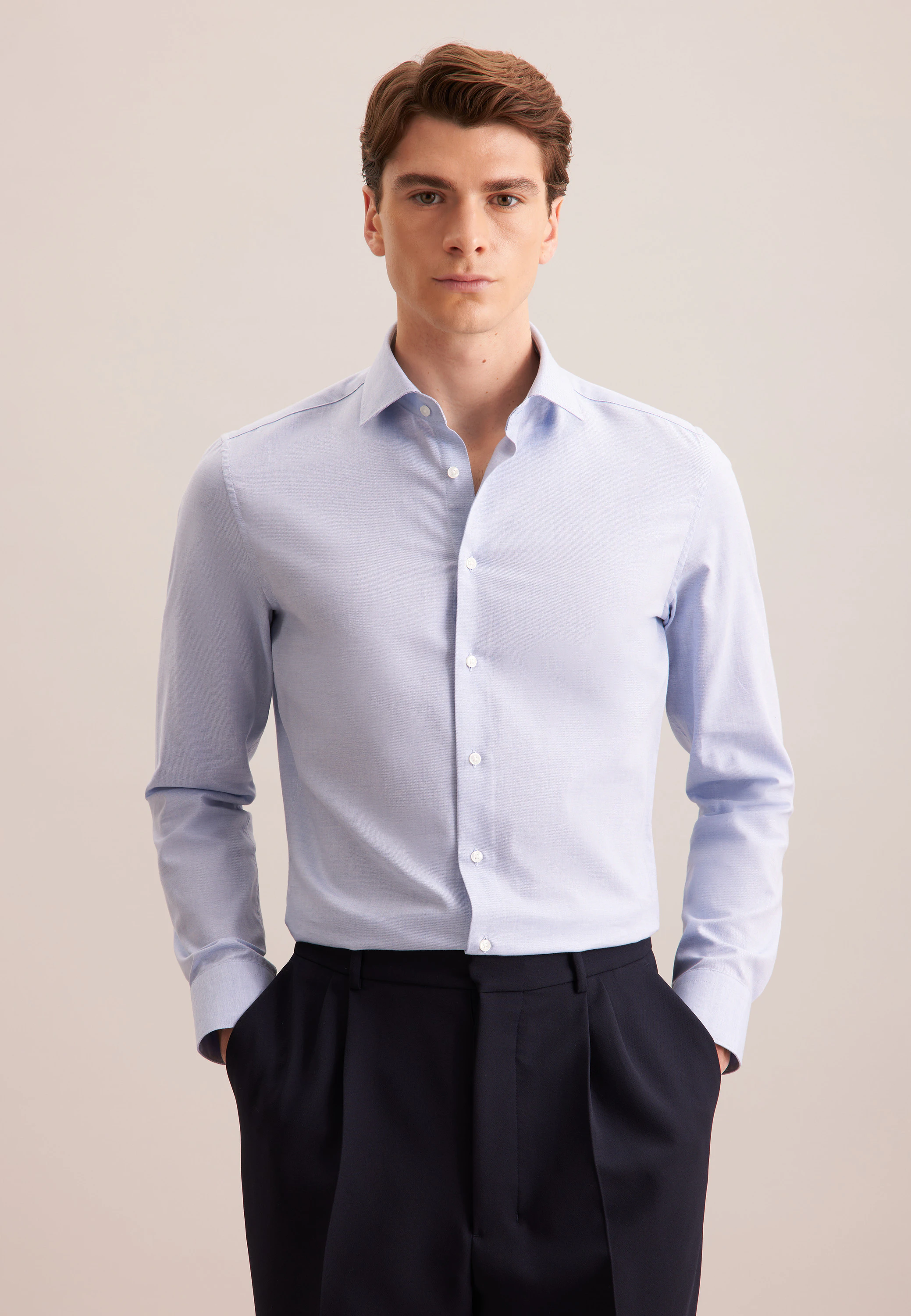 X-Slim Flanellhemd Uni Blau